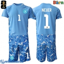 Fotballdrakt Barn Tyskland Manuel Neuer #1 Keeper Bortedraktsett VM 2026 Kortermet (+ Korte bukser)